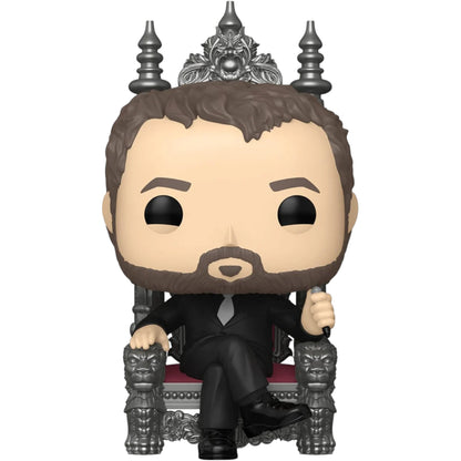 Funko Pop! vinyl figure of Crowley King of Hell Throne in a suit sitting on an ornate throne with a white background