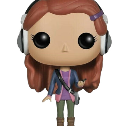 Funko Pop! vinyl figure Charlie Bradbury with long brown hair, headphones, and a purple jacket on a white background