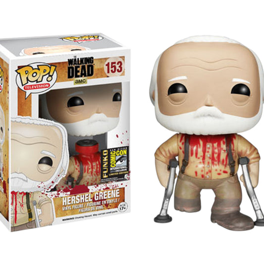 Funko Pop! vinyl figure of Hershel Greene #153 (Headless) from The Walking Dead next to its packaging.