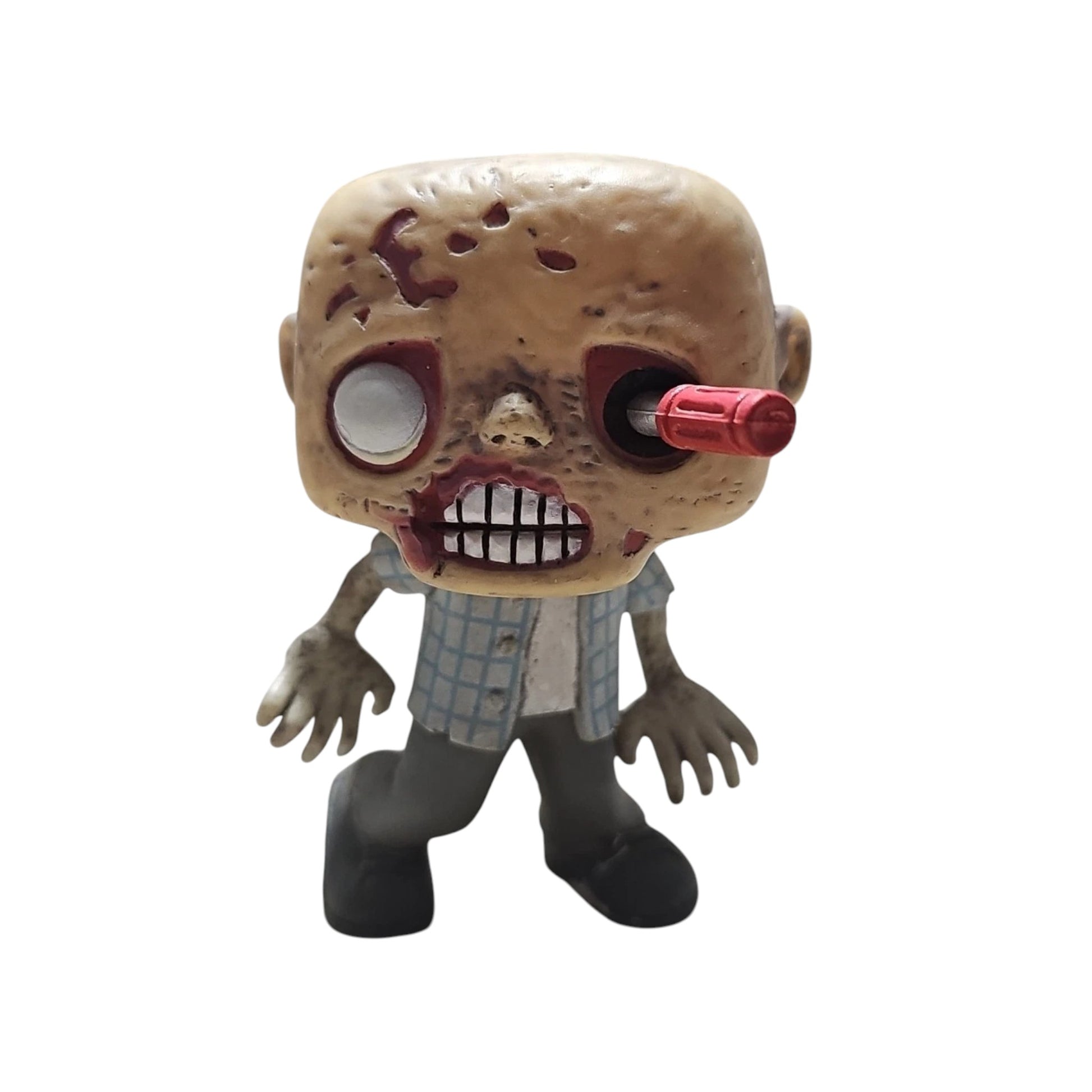 The Walking Dead RV Walker figurine with a red screwdriver in his eye on a white background