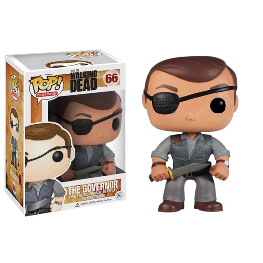 Funko Pop! vinyl figure of The Walking Dead The Governor #66 from 'The Walking Dead' next to its packaging