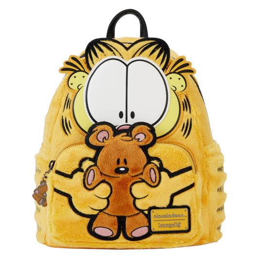 Plush Garfield and Pooky backpack on a white background