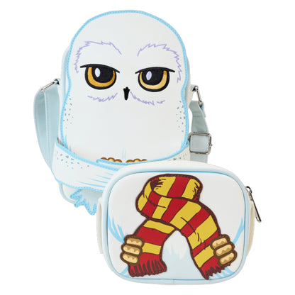 Harry Potter Hedwig-shaped pouch with a Gryffindor scarf design on a coin pouch on a white background