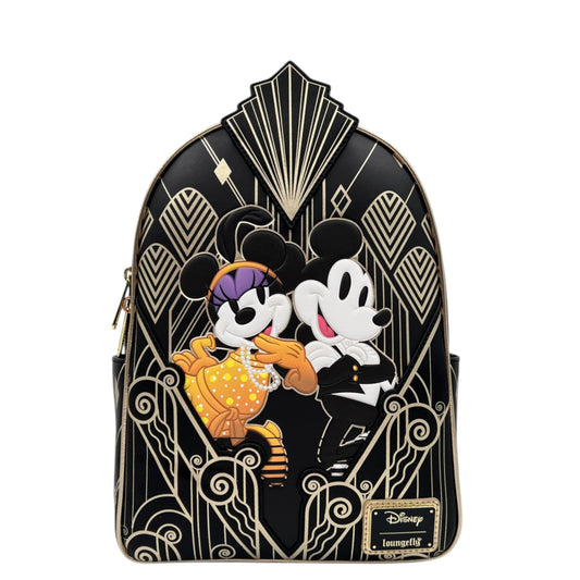 Backpack with Mickey & Minnie Mouse on a black background