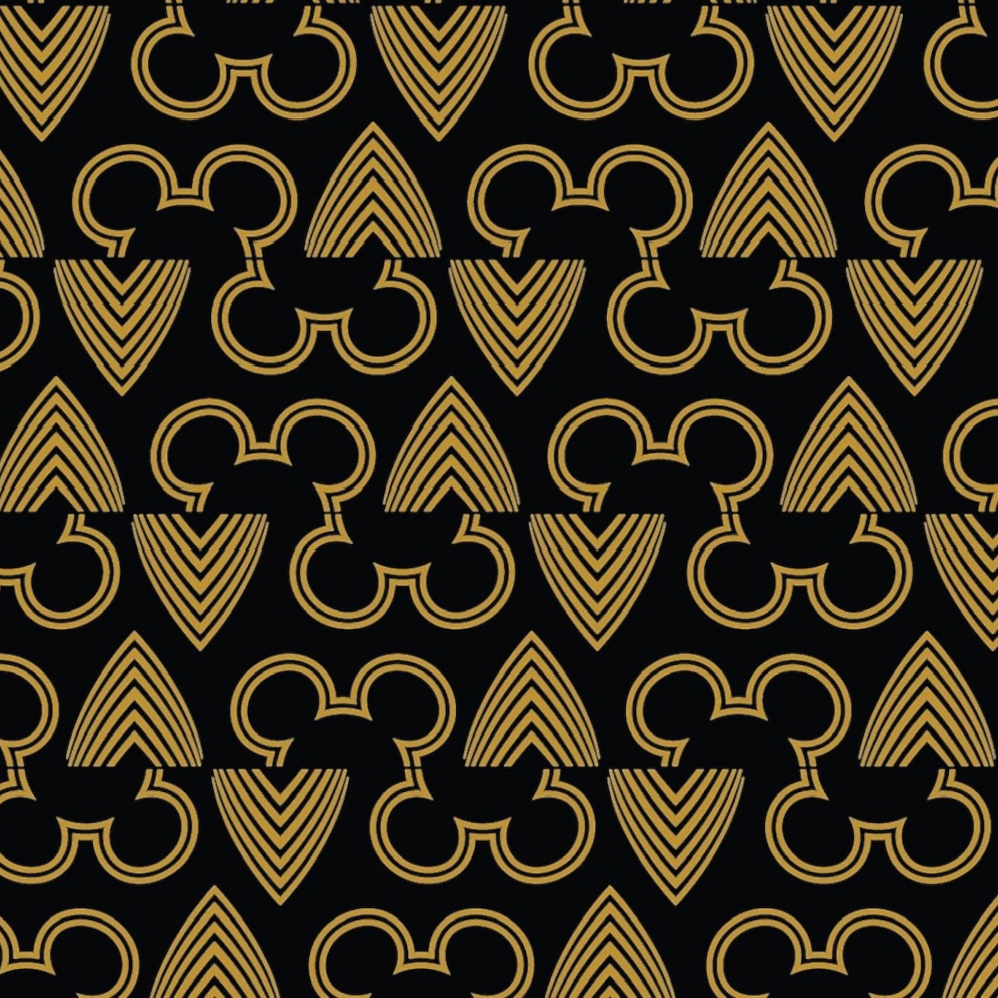 Gold geometric pattern on a black background
