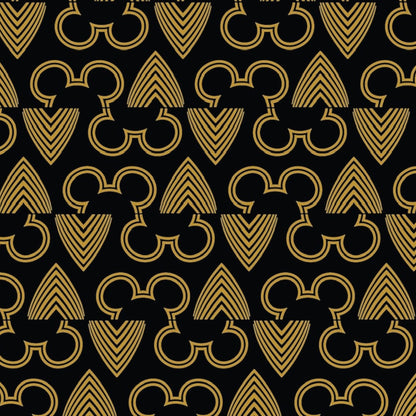 Gold geometric pattern on a black background