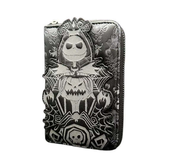 Wallet with a design of Jack Skellington with a pumpkin on a white background