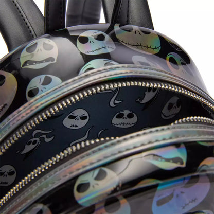 Backpack with Jack Skellington pattern and reflective accents