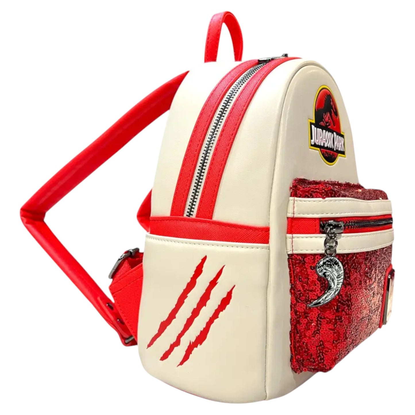 Loungefly Jurassic Park Red Sequin Mini Backpack