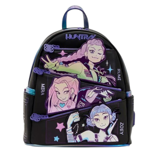 Backpack with animated character designs on a white background