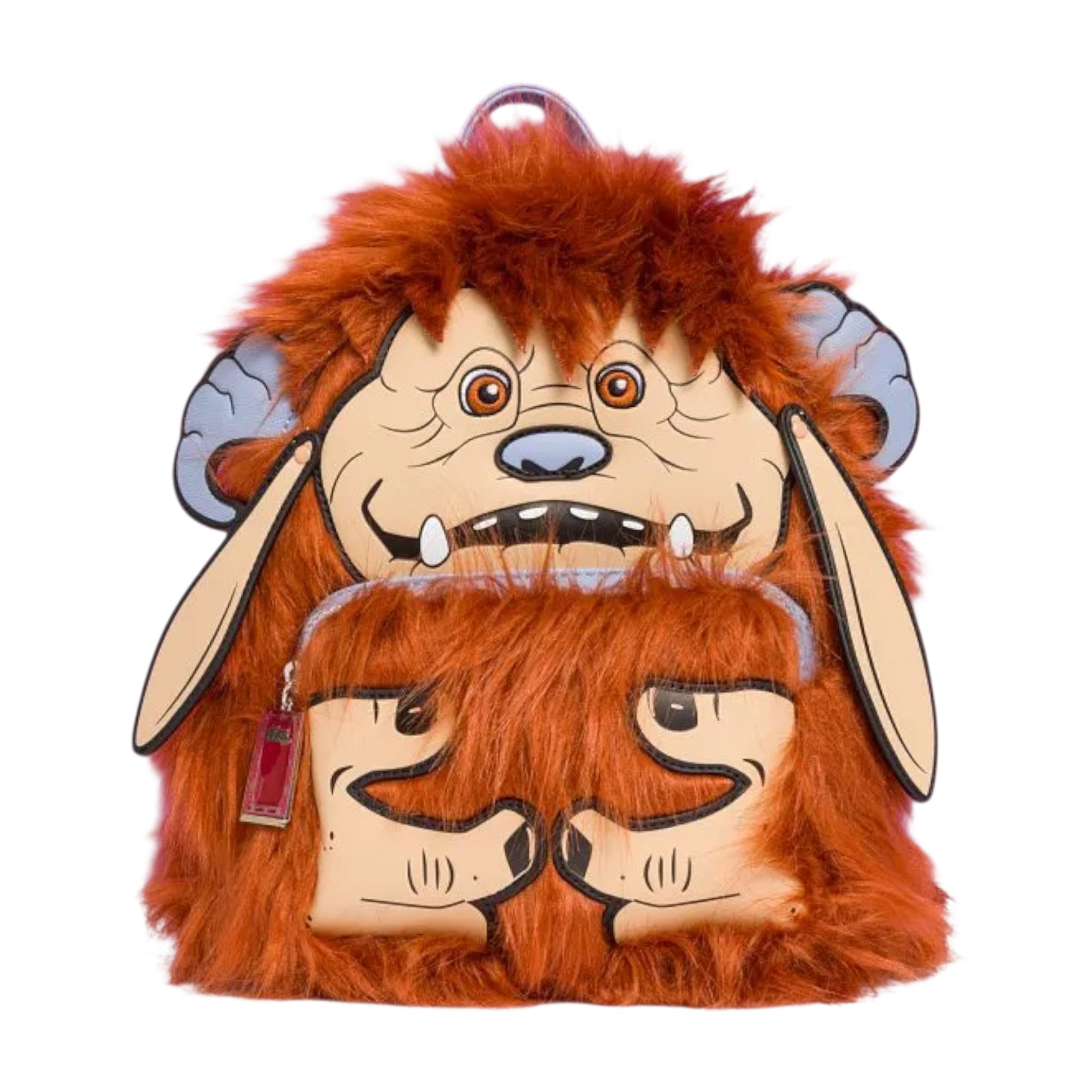 Labyrinth Ludo Cosplay Mini Backpacks with Ludo face design on a white background