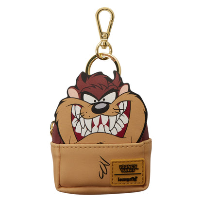 Tan pouch with Tasmanian Devil design on a white background