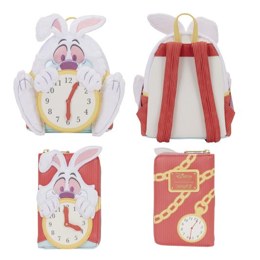 Loungefly Vault Disney Alice in Wonderland White Rabbit Mini Backpack & Wallet Set