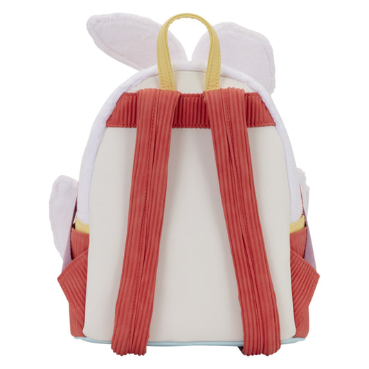 Alice in Wonderland White Rabbit Cosplay Mini Backpack with pleated straps and rabbit ears on a white background