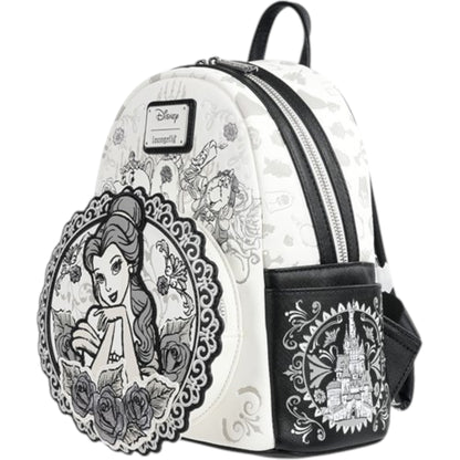 Beauty and the Beast Belle Sketch Mini Backpack with Disney character design featuring Belle from 'Beauty and the Beast' on a white background on a white background