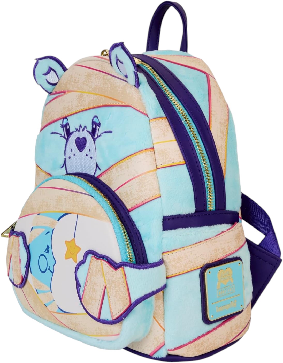 Care Bears x Universal Monsters Bedtime Bear Mummy Mini Backpack with Care Bear character wrapped as a mummy design on a white background
