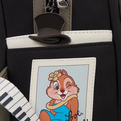 Close-up of Miss winking and a top Hat zipper pull