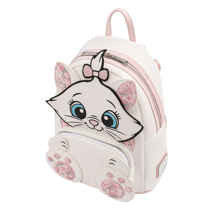 Loungefly Disney Aristocats Marie Floral Footsy Mini Backpack & Wallet Set with Marie character face and paws on a white background