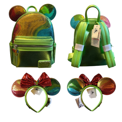 Loungefly Vault Disney Aulani Exclusive Shave Ice Sequin Mini Backpack & Ears Set