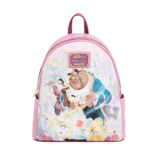 Beauty and the Beast Portrait Mini Backpack with Belle and Beast characters on a white background