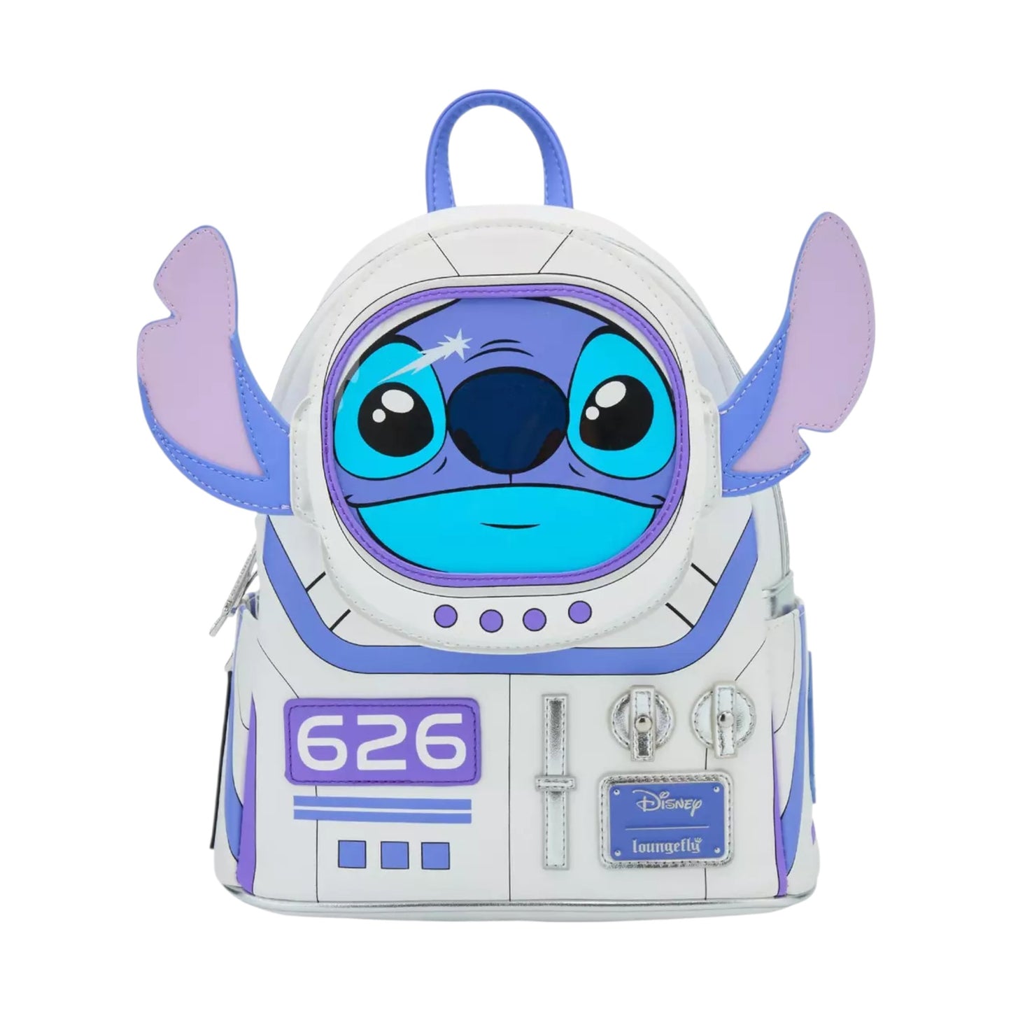 Backpack designed as Astronaut Stitch with '626' text on a white background