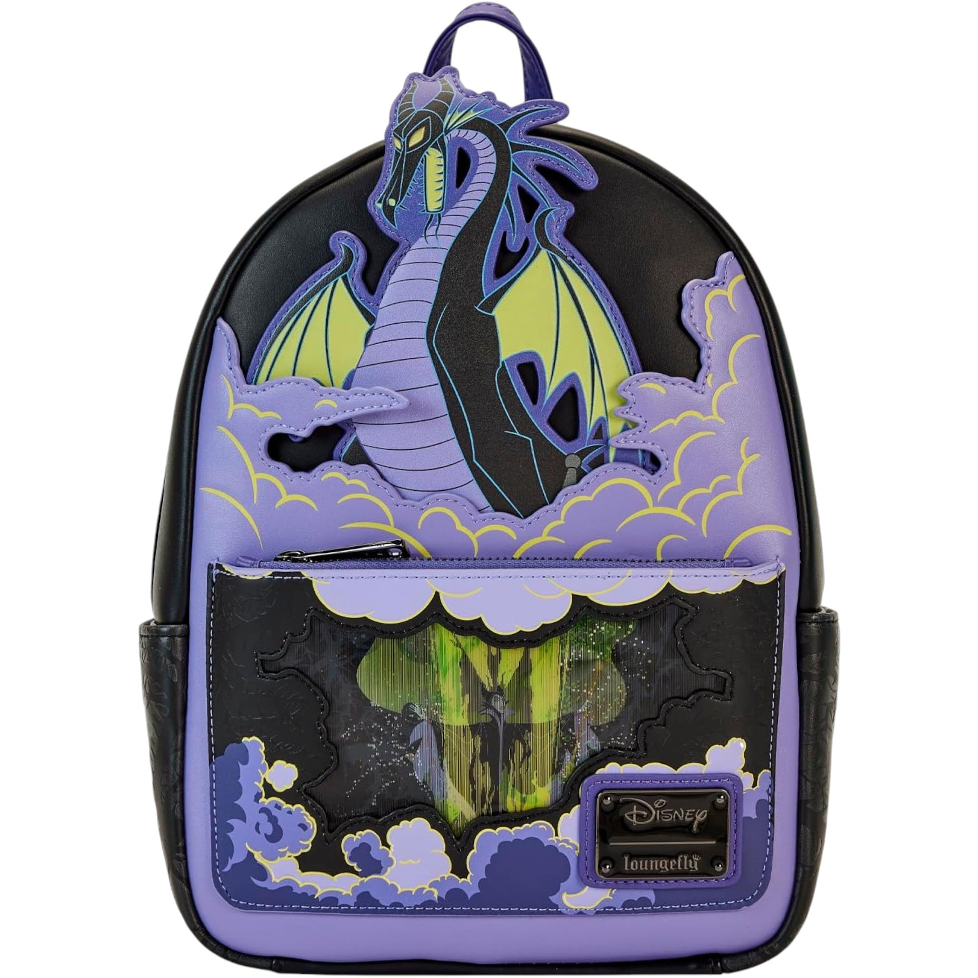 Maleficent Dragon Backpack with dragon design on a white background