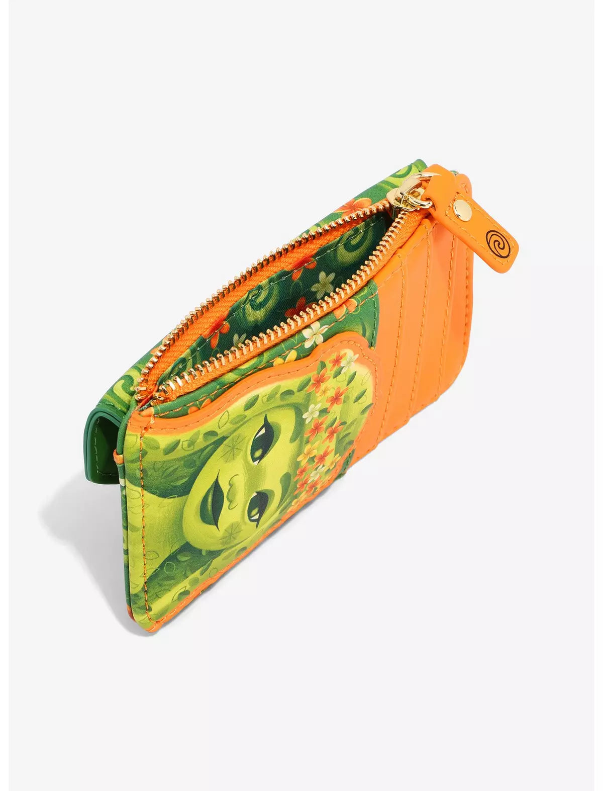 Sidde of Loungefly Disney Moana Te Fiti Cardholder with a zipper on a white background