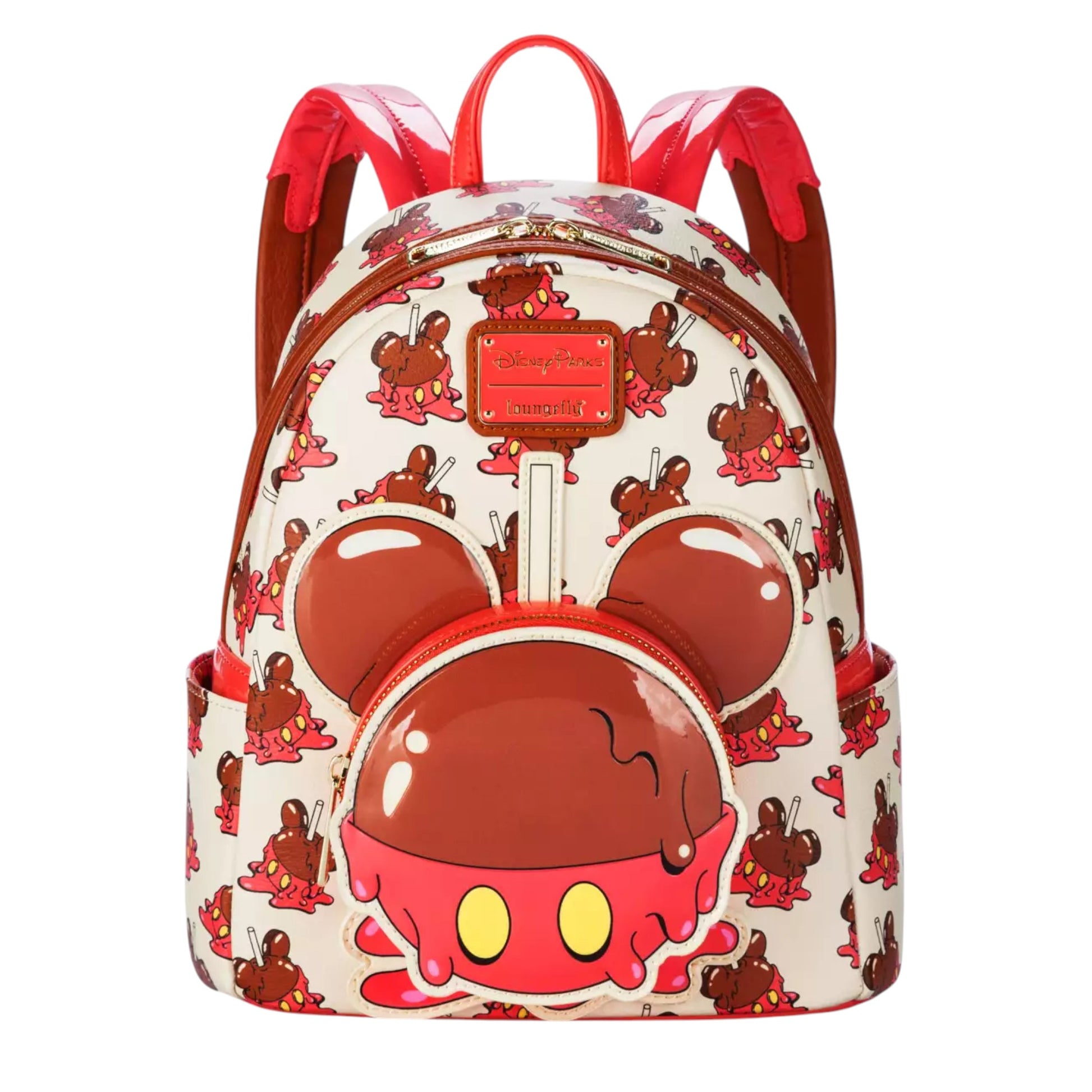 Backpack with Candy Apple Mickey Mouse character design on a white background