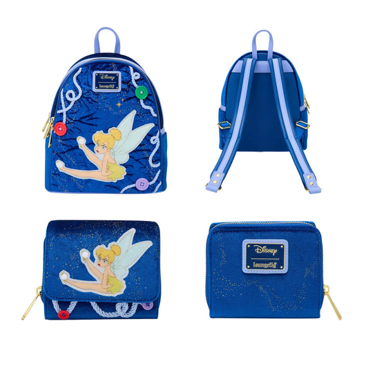 Loungefly Vault Disney Peter Pan Tinker Bell Buttons Light-Up Mini Backpack & Wallet Set