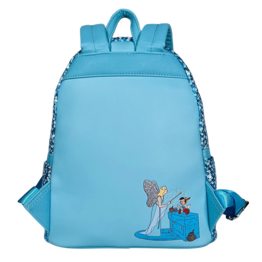 Loungefly Vault Disney Pinocchio Blue Fairy Sequin Mini Backpack