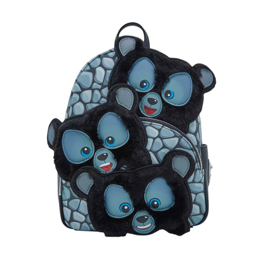 Brave Bear Brothers Mini Backpack with bear faces on a white background