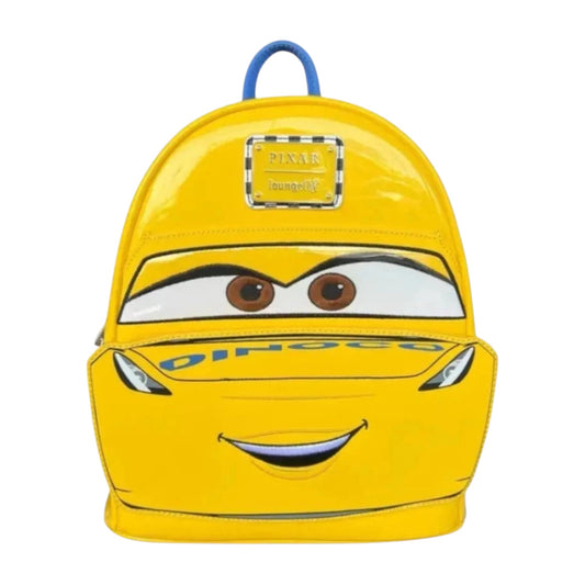 Yellow Cars Cruz Ramirez design backpack on a white background