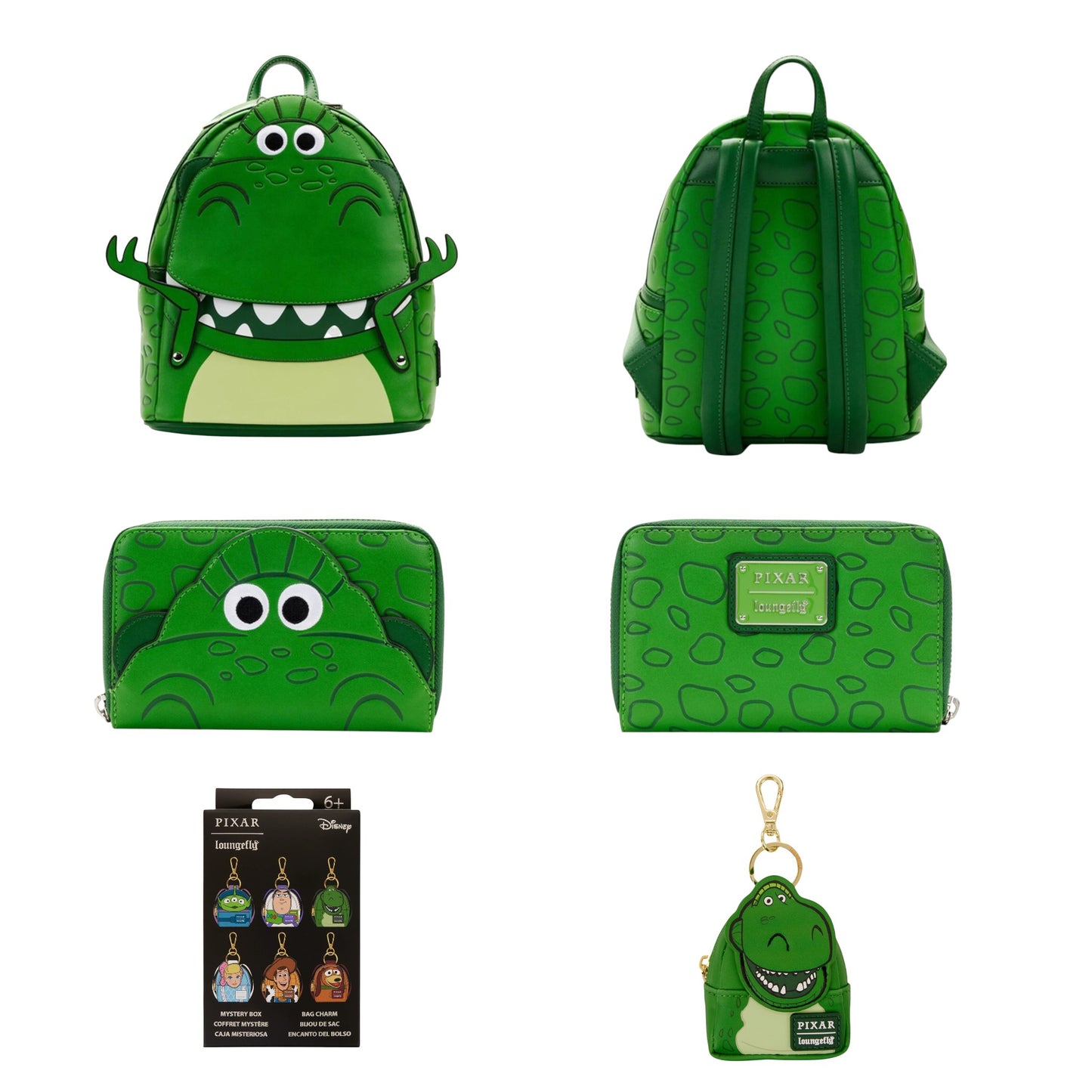 Loungefly Vault Disney Pixar Toy Story Rex Cosplay Mini Backpack, Wallet & Bag Charm Set