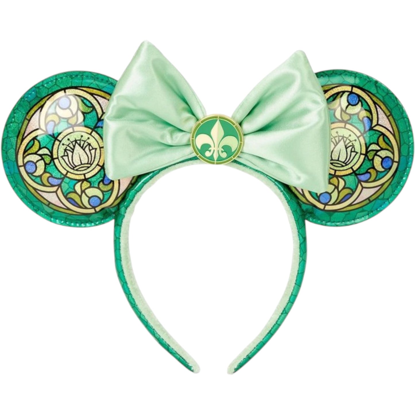 Princess Stained Glass Collection Tiana Ears with a bow on a white background