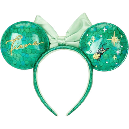 Princess Stained Glass Collection Tiana Ears with a bow and tiana character design on a white background