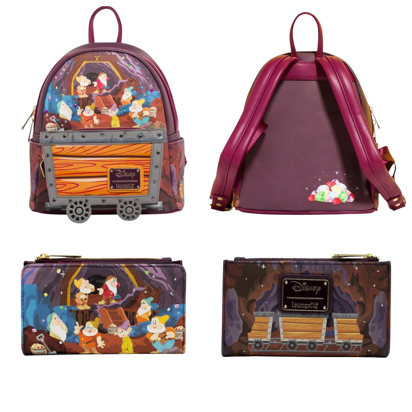 Loungefly Vault Disney Seven Dwarfs Mine Cart Mini Backpack & Wallet Set