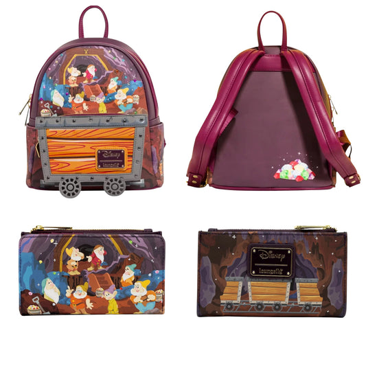 Loungefly Vault Disney Seven Dwarfs Mine Cart Mini Backpack & Wallet Set