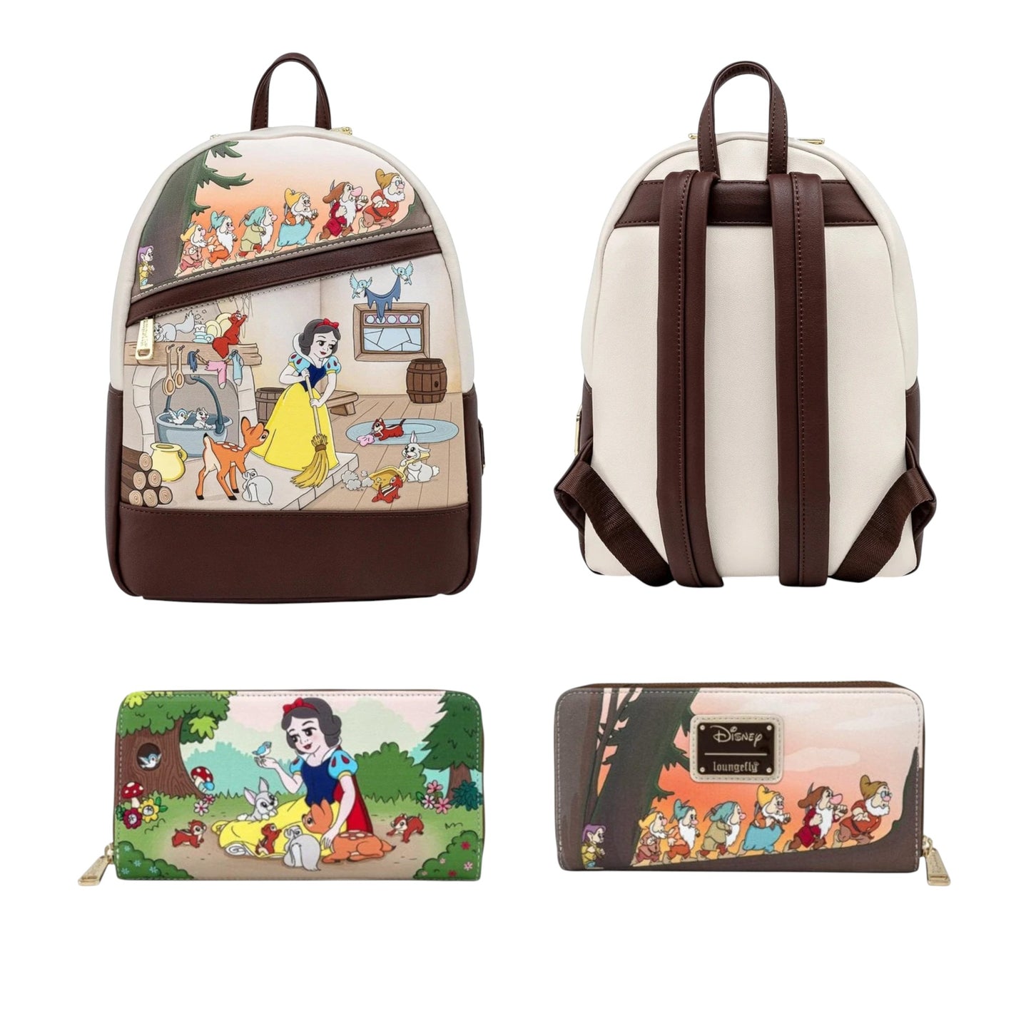Loungefly New Disney Snow White and the Seven Dwarfs Multi Scene Mini Backpack & Wallet Set