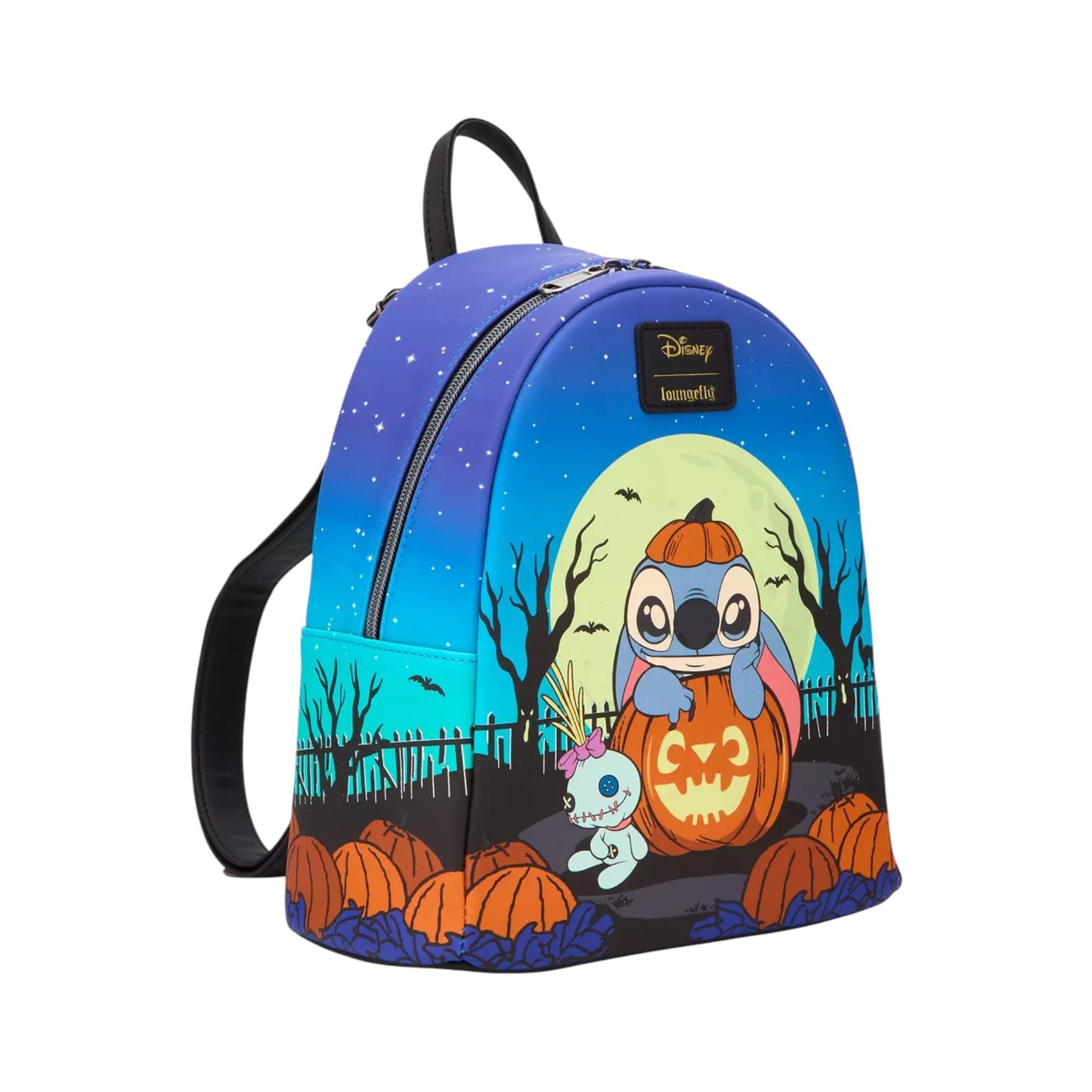 Loungefly Disney Stitch Pumpkin Glow In The Dark Mini Backpack and Wallet Bundle