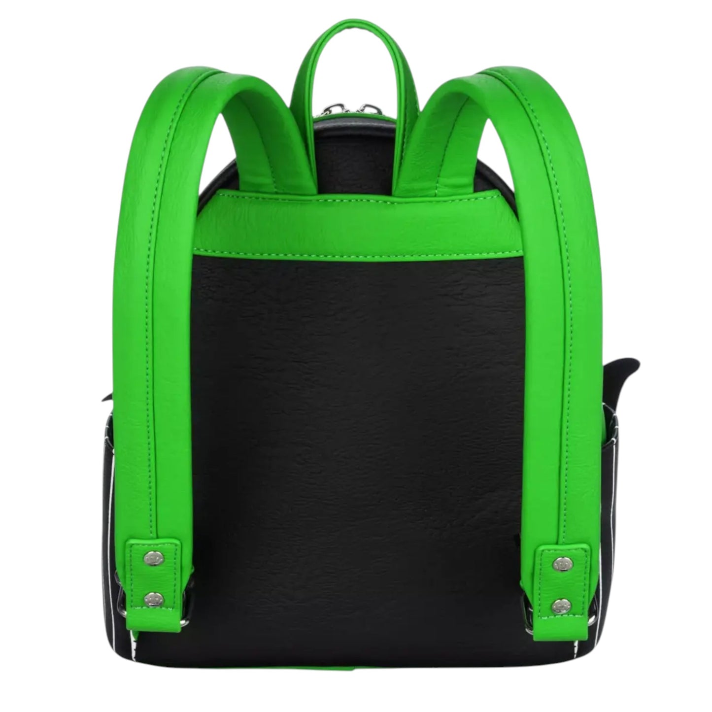 Green and black Loungefly Disney The Nightmare Before Christmas Jack & Zero Lenticular Mini Backpack on a white background