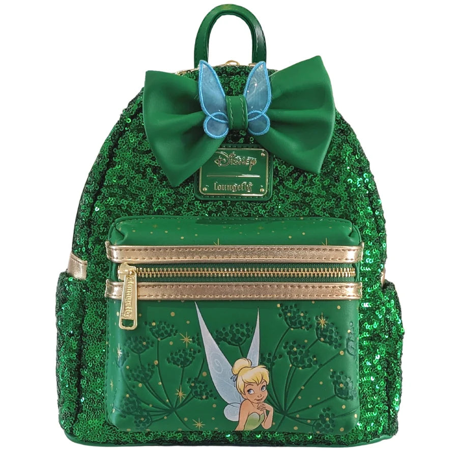 Loungefly Vault Disney Tinker Bell Emerald Green Sequin Mini Backpack