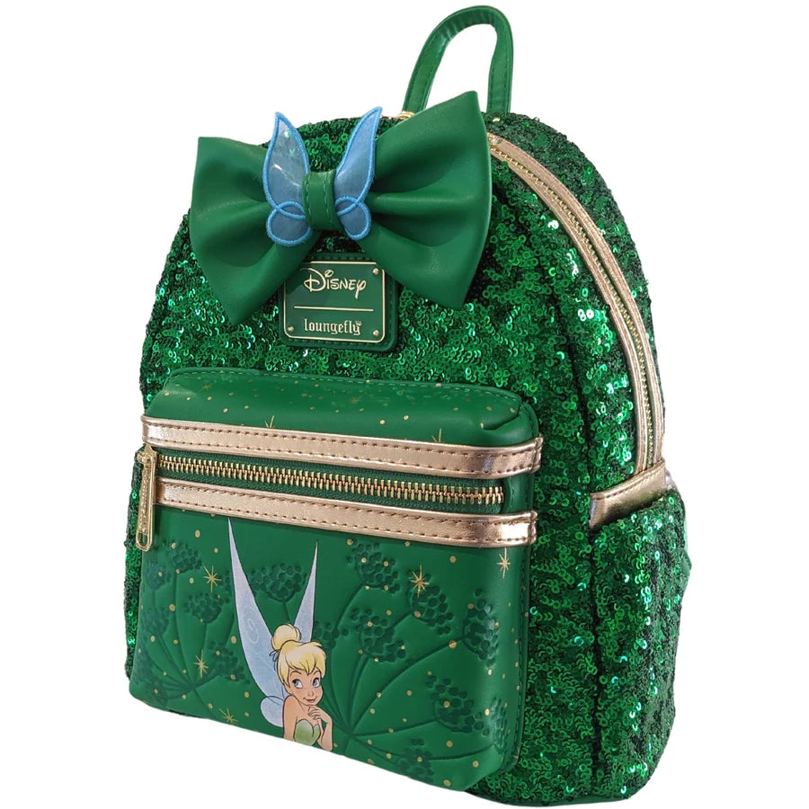 Loungefly Vault Disney Tinker Bell Emerald Green Sequin Mini Backpack