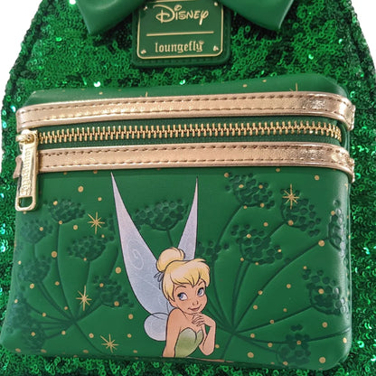 Loungefly Vault Disney Tinker Bell Emerald Green Sequin Mini Backpack