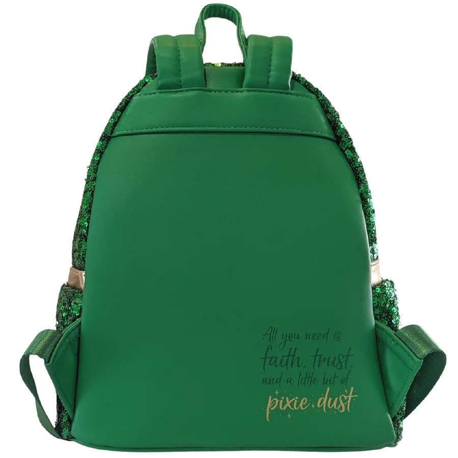 Loungefly Vault Disney Tinker Bell Emerald Green Sequin Mini Backpack