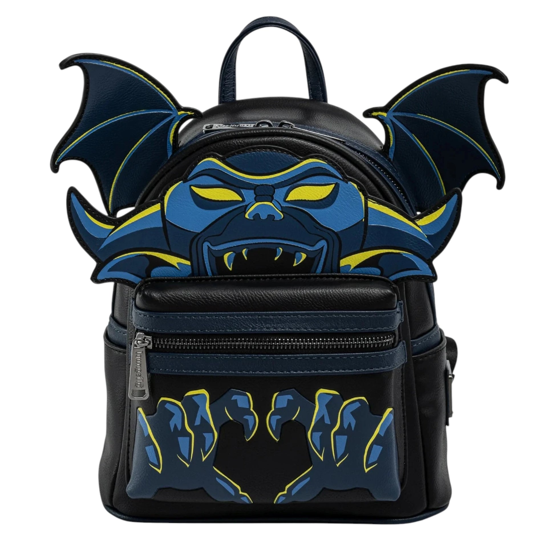 Loungefly Disney Villains Chernabog Cosplay Mini Backpack with Chernabog character face, wings, and fingernails on a white background