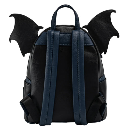 Black Loungefly Disney Villains Chernabog Cosplay Mini Backpack  with wings on a white background