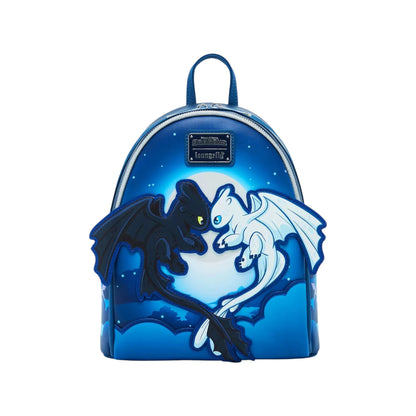 Backpack with Toothless & Light Fury face to face on a white background