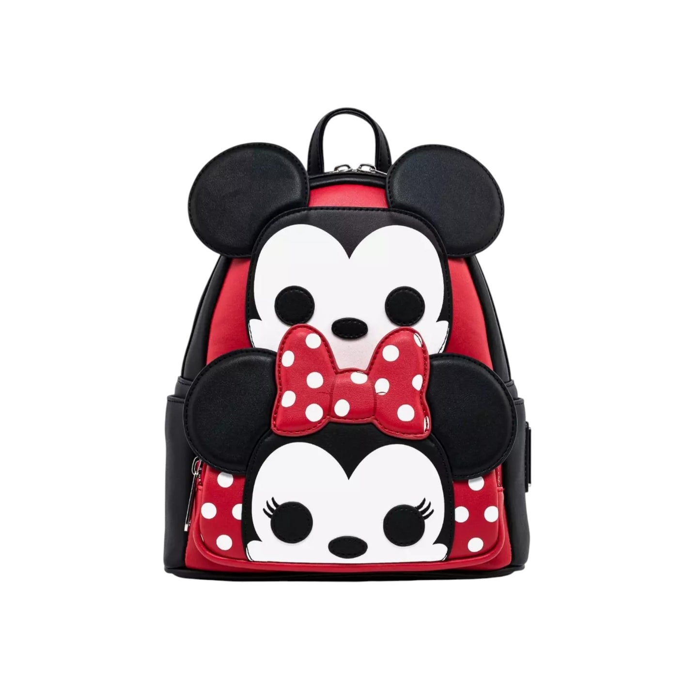 Backpack with Mickey & Minnie Mouse character design on a white background