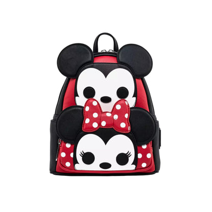 Backpack with Mickey & Minnie Mouse character design on a white background