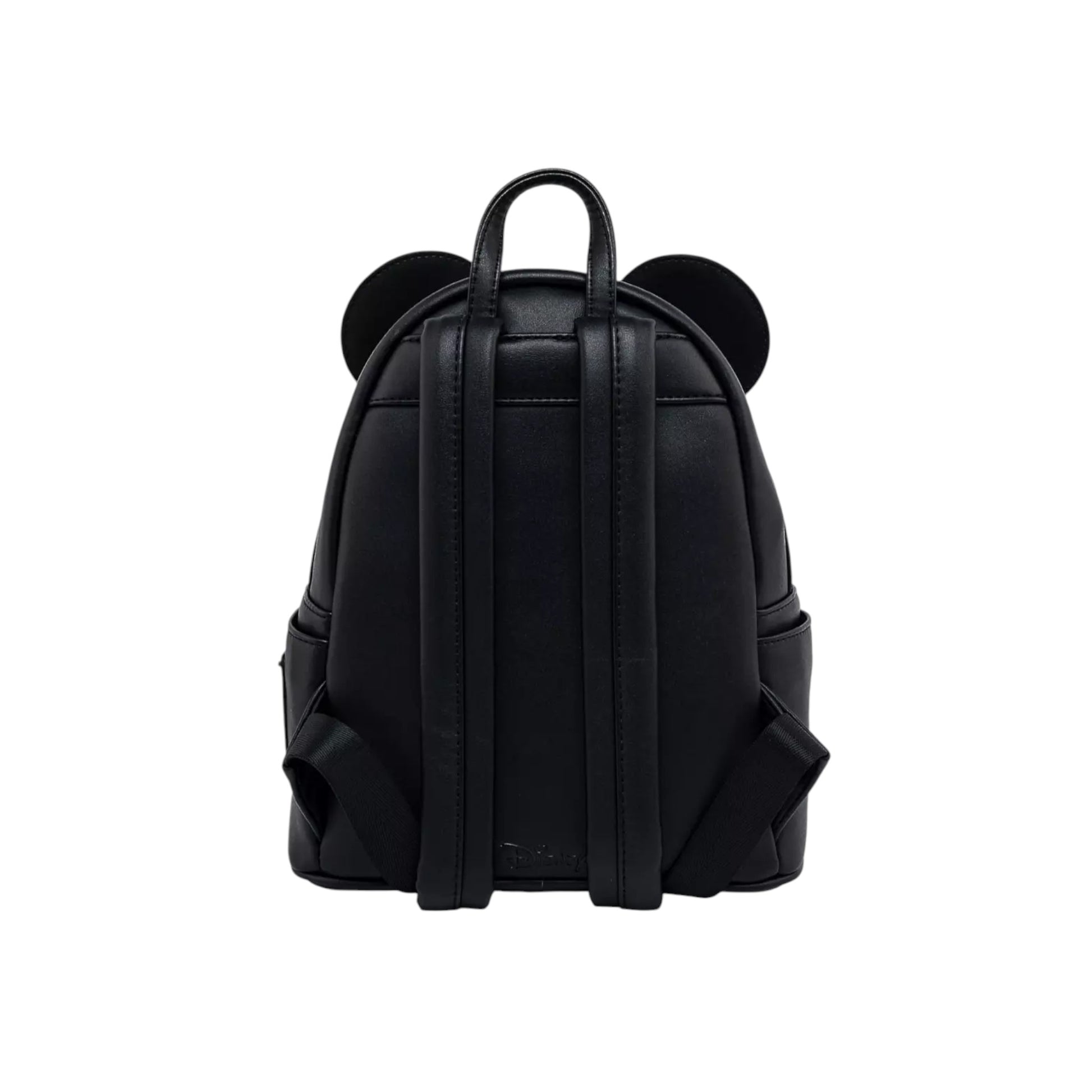 Black backpack with mouse ears on a white background